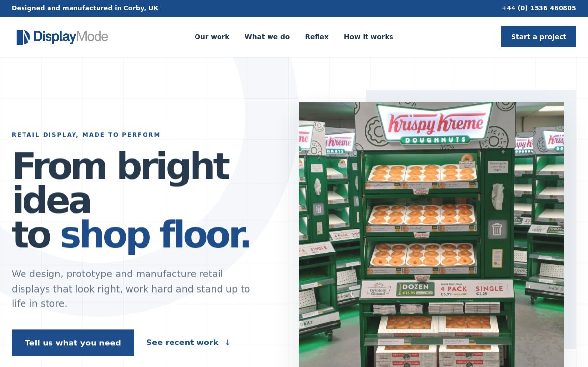 Display Mode concept design homepage screenshot